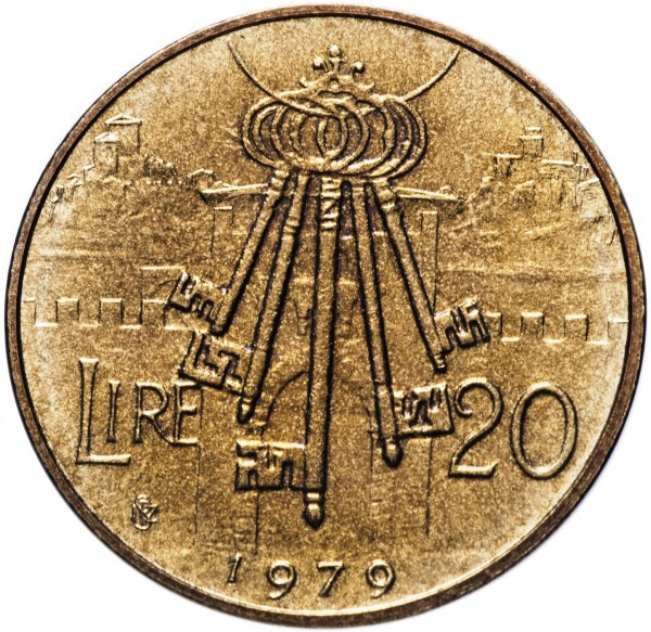 Монета 20 літрів. 1979 рік, Сан-Маріно.UNC Полтава - фото 1