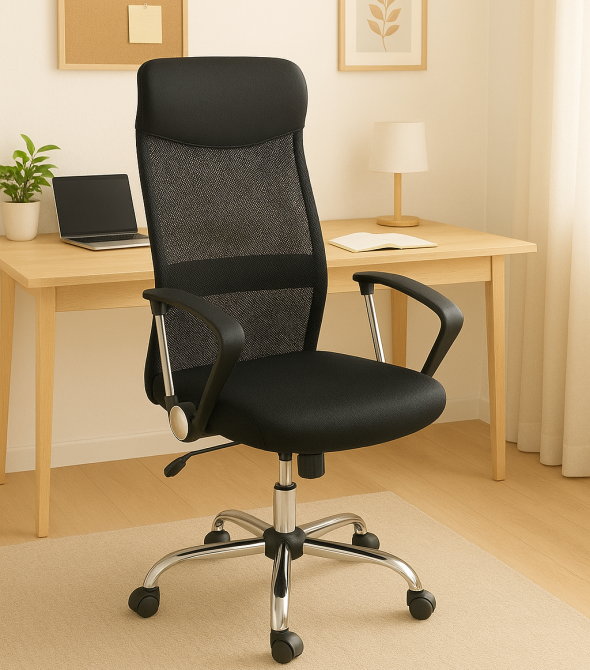 Компьютерное кресло Primaveo с эргономичной спинкой, для дома и офиса | Эко-кожа + сетка, Черное Киев - изображение 10