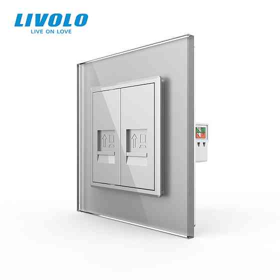 LIVOLO Розетка комп'ютерна подвійна RJ-45 Livolo сірий скло (VL-C792C-15) Коломия