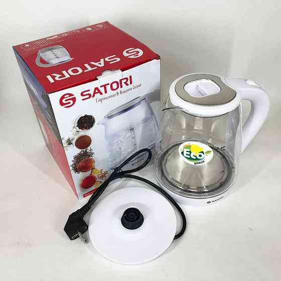 Вишуканий чайник Satori SGK-4105-WT 1.8 л 1500 Вт, Скляні електричні чайники KF-283 з підсвічуванням Київ