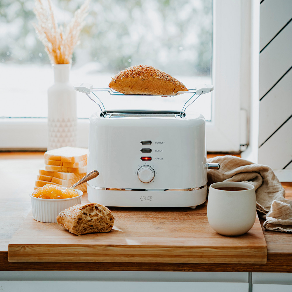 Тостер Adler AD 3224 white 850Вт/ 2 відділення/7 режимів підсмажування/розморожування/підігрів булок Вінниця - фото 2