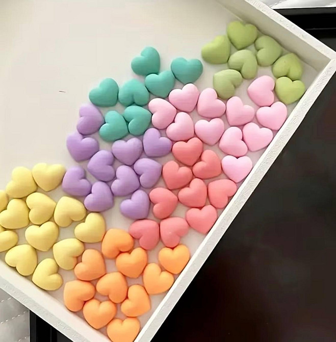 Кабошони сердечки пастельні 42 шт декор для смоли та прикрас Київ - фото 3