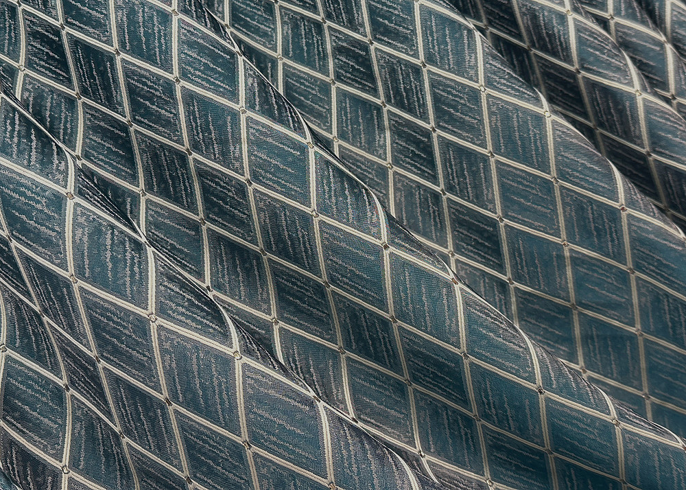 Комплект готових штор VR-Textil Жакард RUBI № 1761ш Темно-лазурний з молочним 150х300 см 2 шт (33-0721) Київ - фото 7