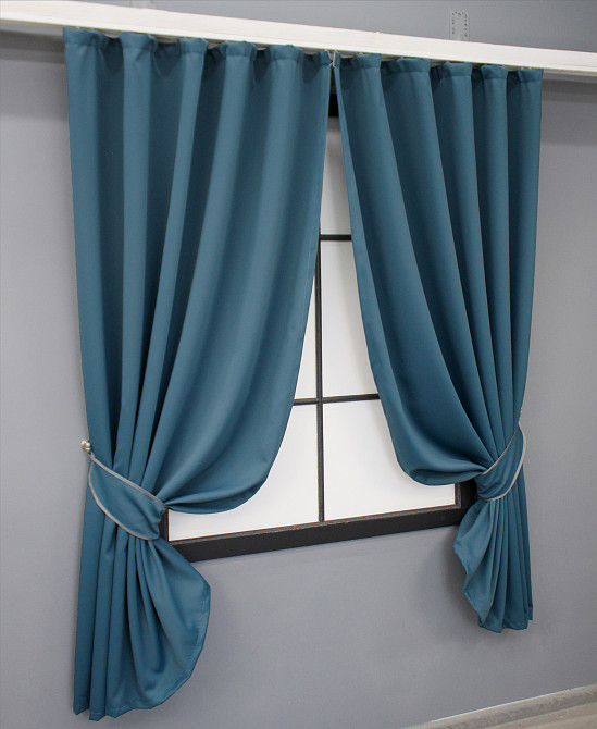 Комплект коротких штор VR-Textil Блекаут Midnight № 1675ш Синій 140х170 см 2 шт (35-0323) Київ - фото 2