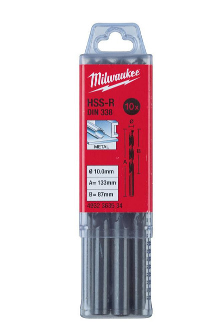 Свердло по металу HSS-R MILWAUKEE DIN338, діаметр10,0мм, (10шт) пластикова коробка Одесса - изображение 2