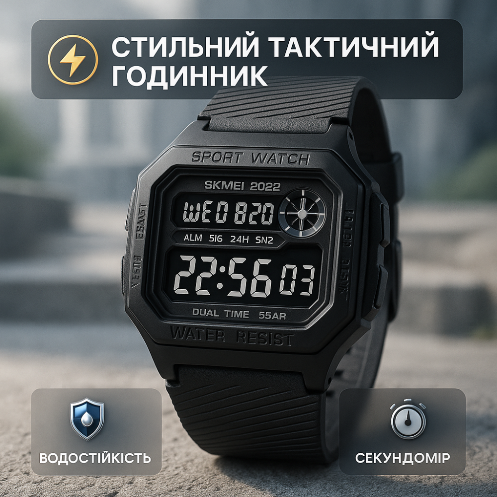 Часы для военной и тактической деятельности SKMEI 2022BKBK, Часы мужские спортивные с шагомером BJ-23 Львов - изображение 15