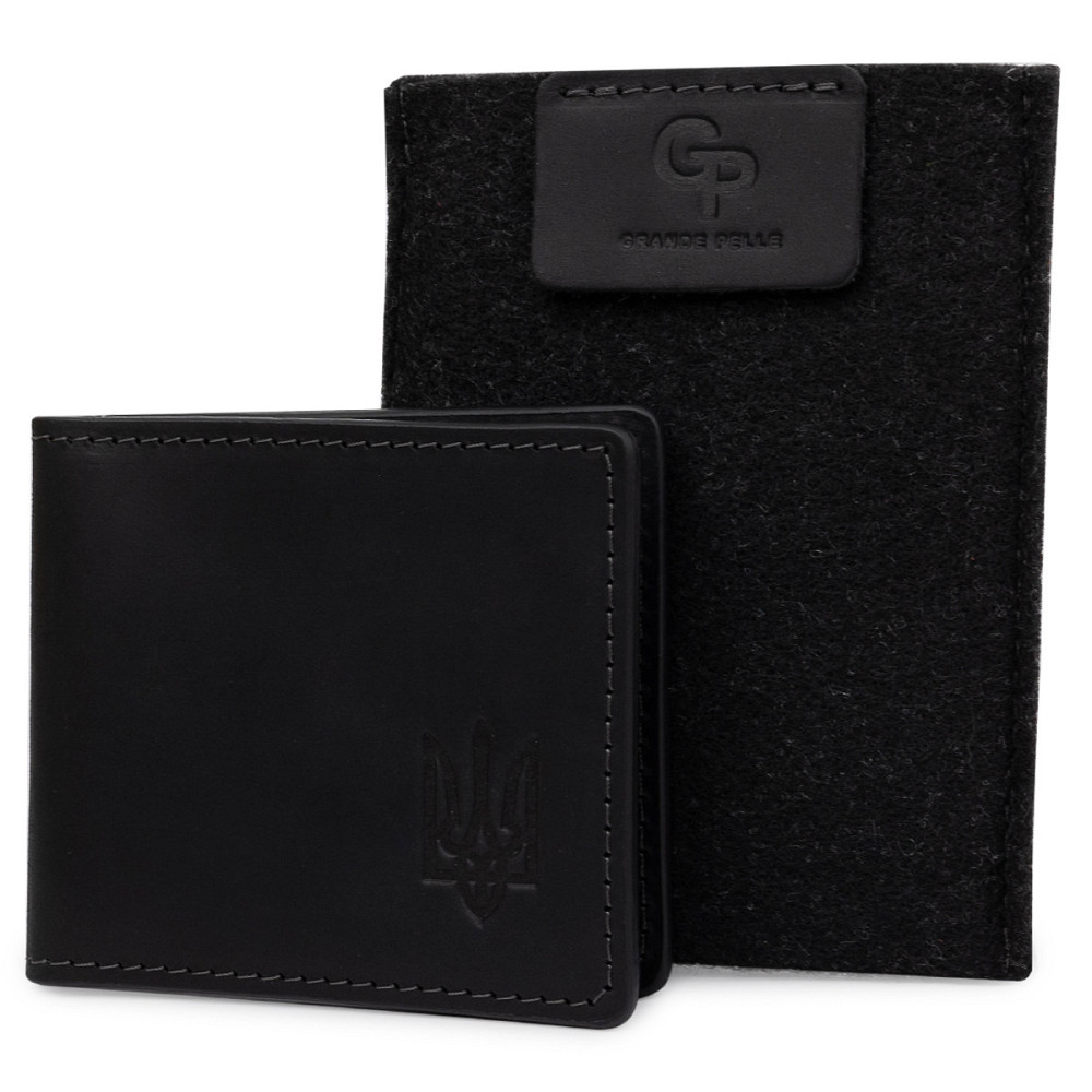 Шкіряна матова обкладинка для посвідчення Чорний (GRANDE PELLE) Київ - фото 10