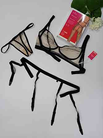 Жіночий комплект прозорий  Obsessive  Nudelia set тілесний S-M Славута
