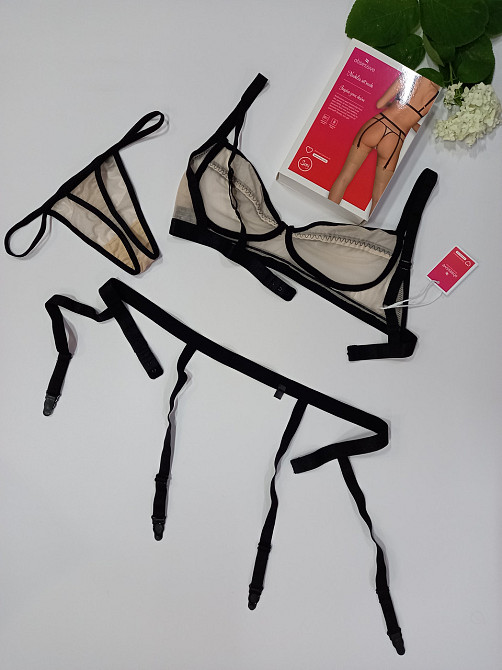 Жіночий комплект прозорий  Obsessive  Nudelia set тілесний S-M Славута - фото 3