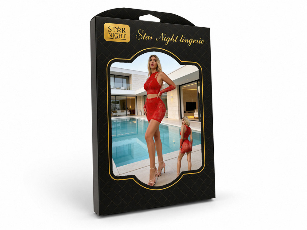 Комплект сетка Star Night топ и юбка, красный, OS (S–L) Sex Aura Киев - изображение 9