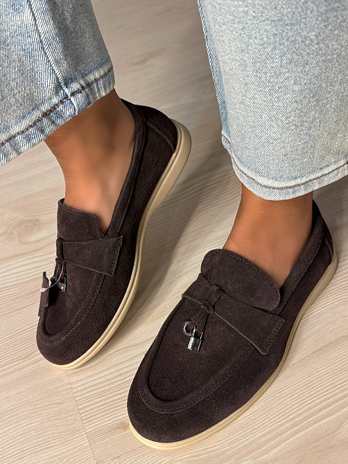 Туфли женские Hengji 336-4 замшевые лоферы с фурнитурой коричневые, 41, 26 см Киев - изображение 17