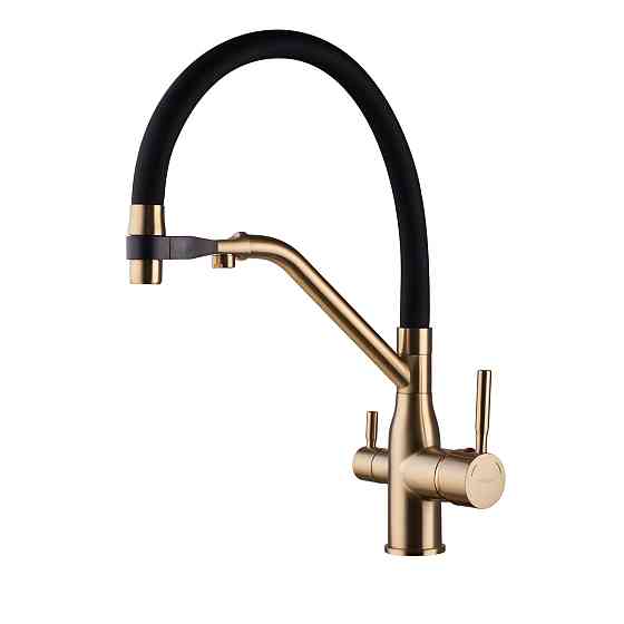 Кухонный смеситель MixxusPremium Gravity 021 BRUSHED GOLD с черным отражающим покрытием MI6981 Харьков