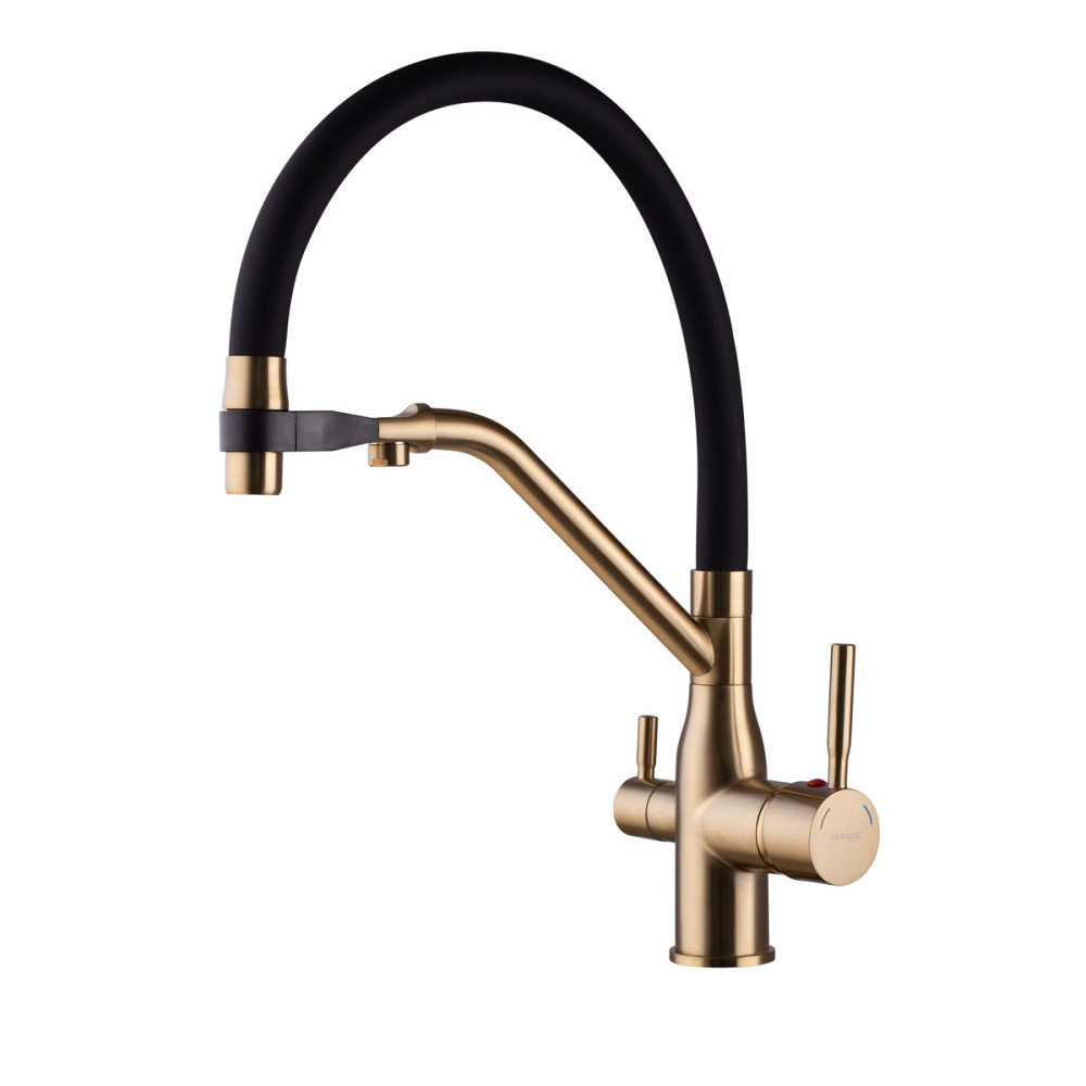 Кухонний змішувач MixxusPremium Gravity 021 BRUSHED GOLD з чорним відбиваючим покриттям MI6981 Харків - фото 4