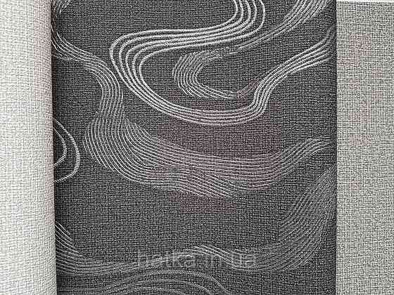 Обои виниловые на флизелине Marburg Kumano 1.06х10 абстракция волны структурные серебристые на черном 34587 Киев