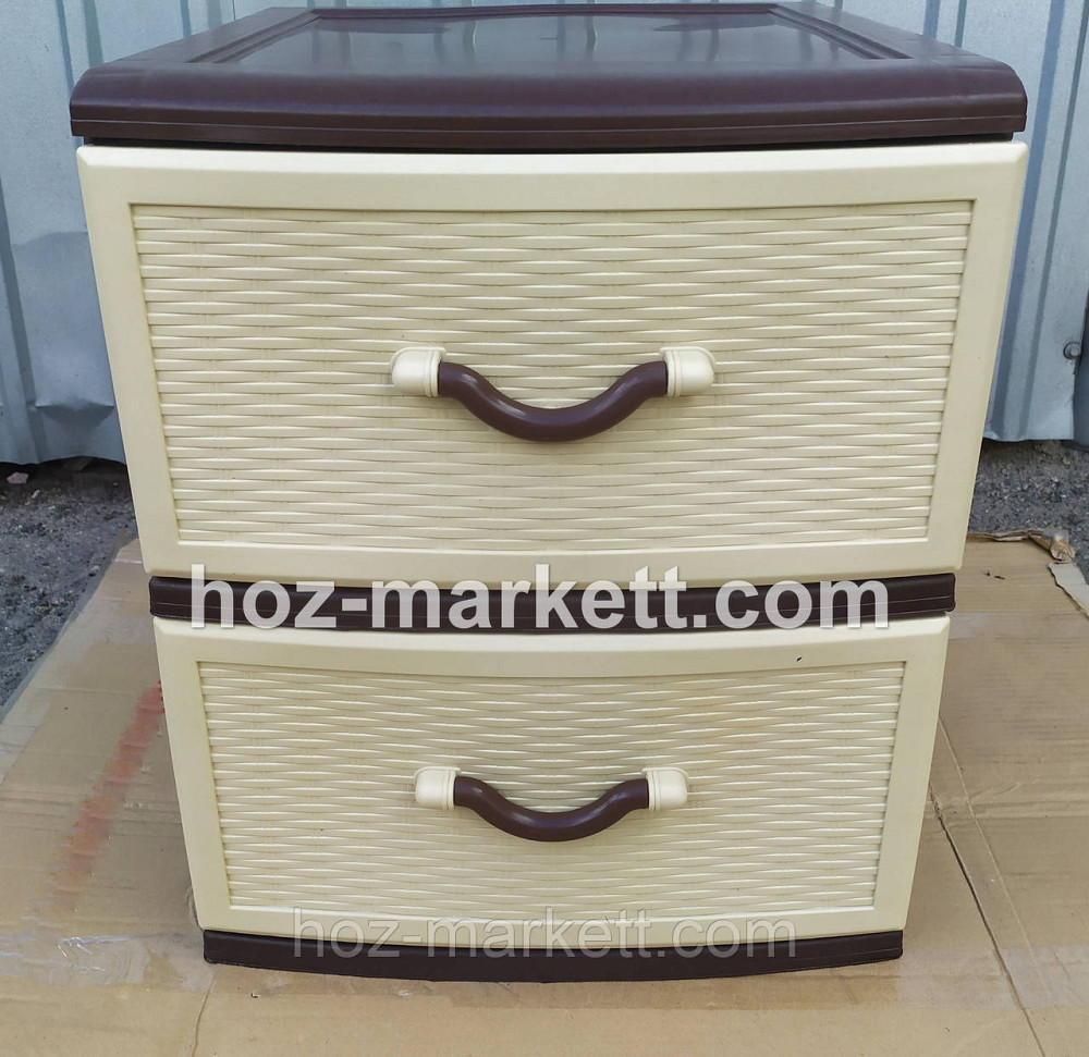 Пластиковый комод пластиковая тумбочка Стиль беж с коричневым 2 ящика Харьков - изображение 9