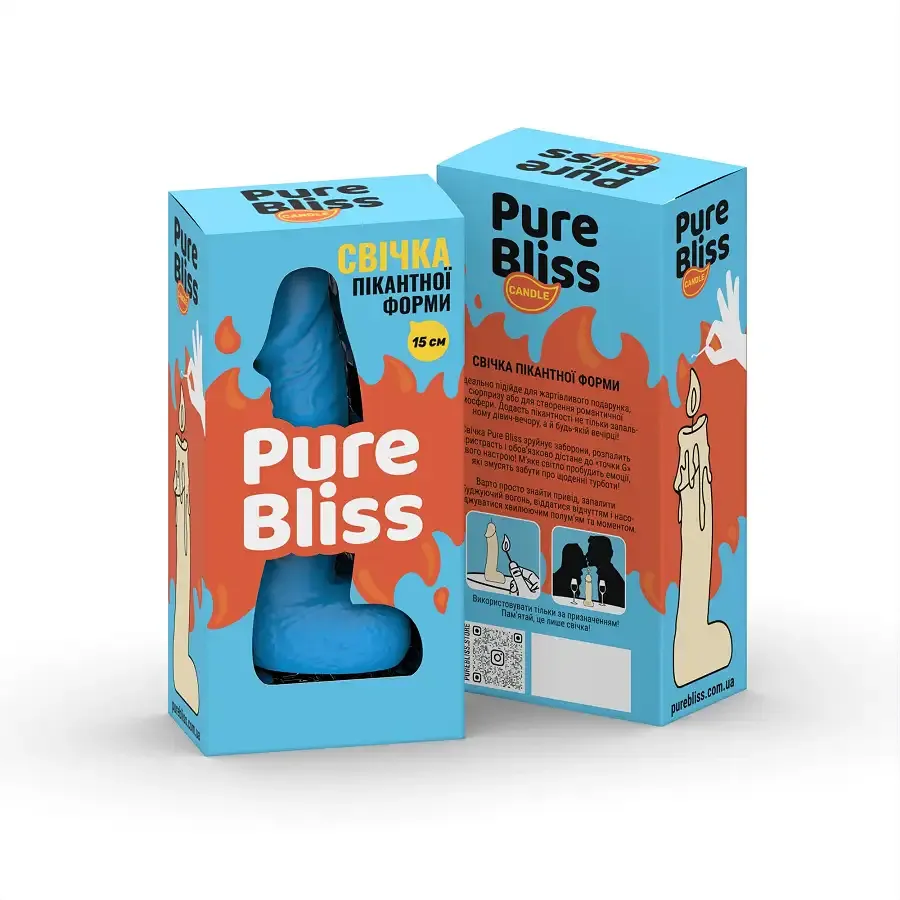 Свічка у вигляді члена Pure Bliss MINI Blue 15 см Львів - фото 6