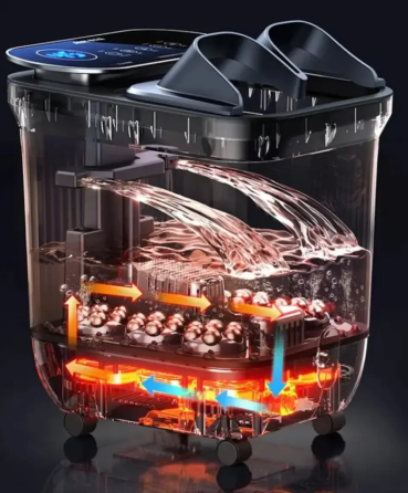 Массажная ванна для ног AUX-50 с подогревом воды + роликовый массаж Черный Киев