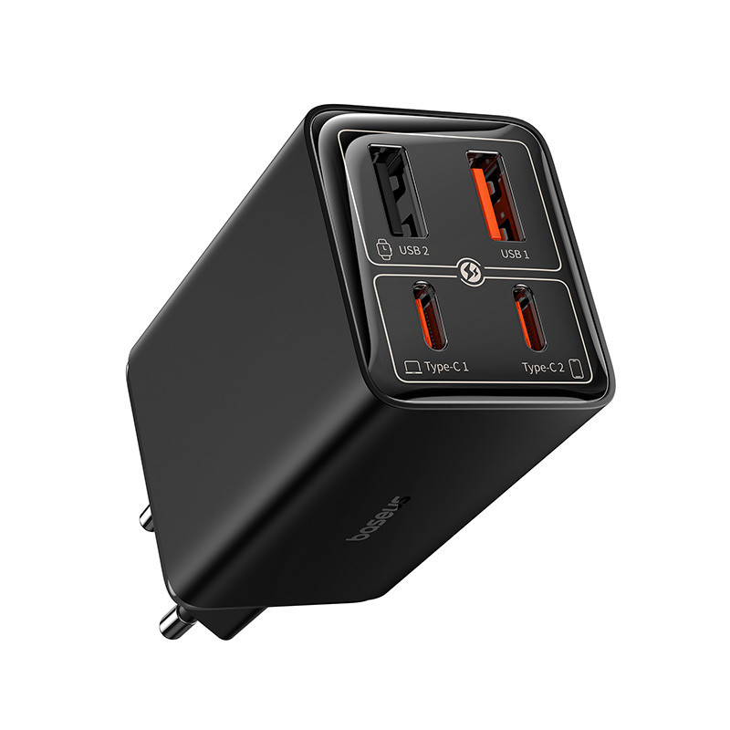 Мережевий зарядний пристрій з кабелем Baseus GaN6 Pro Fast Charger 2C+2U 65W  EU Cluster Black((With Type-C to Type-C 100W(20V/5A) Київ - фото 7