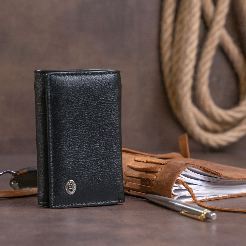 Горизонтальне портмоне зі шкіри унісекс на магніті ST Leather 19331 Чорне Київ - фото 10