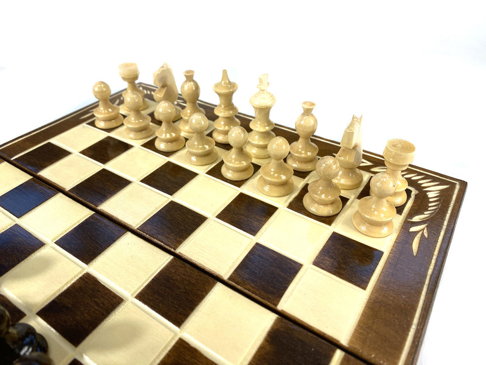 Шахова дошка для ігор 3 в 1 з натурального дерева розмір 27х27 см (S), шахи, шашки та нарди ручної роботи Кам'янець-Подільський - фото 9