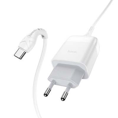 Зарядное устройство HOCO C72Q Glorious USB QC3.0 + cable USB to USB-C 18W White (6931474732552) Винница - изображение 3