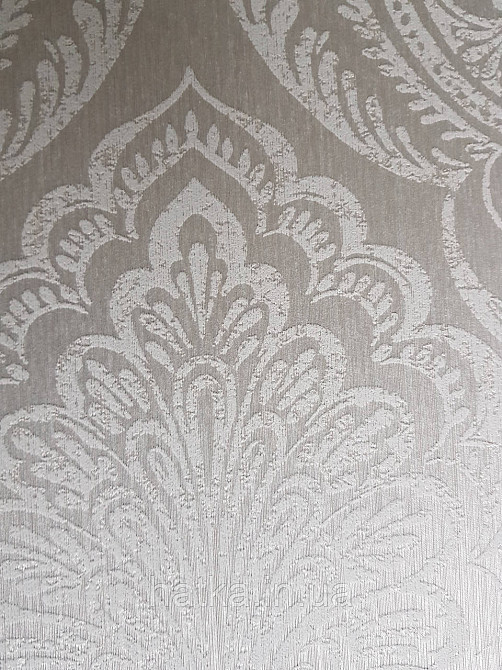 Шпалери текстильні еко 0.53х10.05 Rasch Textil Valentina класика вензелі дамаски сіре на сірому Київ - фото 3
