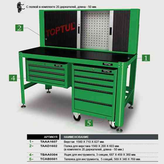 Верстак слесарный TOPTUL 1560*710*827мм TAAA1607 Одесса