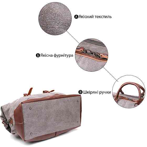 Дорожная сумка текстильная большая Vintage 20165 Серая Киев