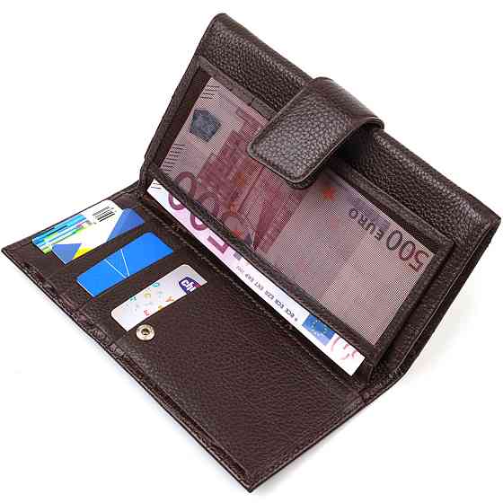 Містке вертикальне чоловіче портмоне з натуральної шкіри з тисненням під крокодила CANPELLINI 21837 Коричневе Київ