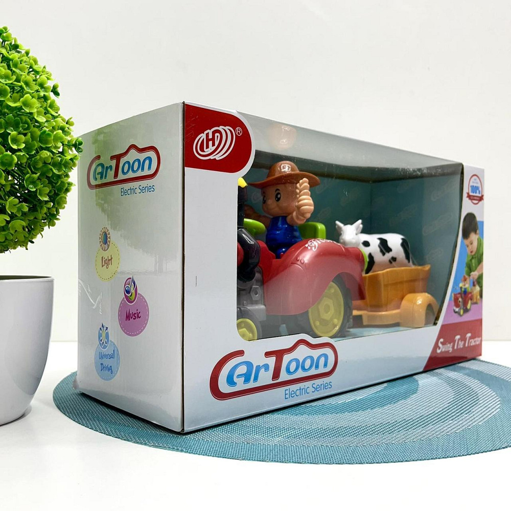 Трактор з причепом світло мелодія вільне колесо знімний причіп фігурка корови Червоний (HD 963) Чернігів - фото 9