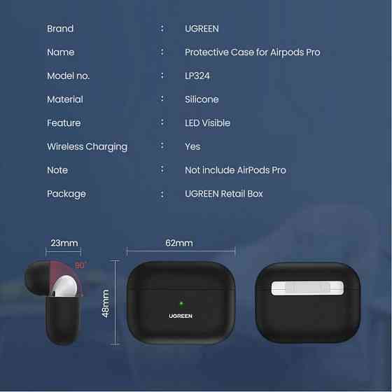 Чехол для наушников Ugreen Silica Gel Case Protector for Apple Airpods Pro 80512 (Красный) Николаев