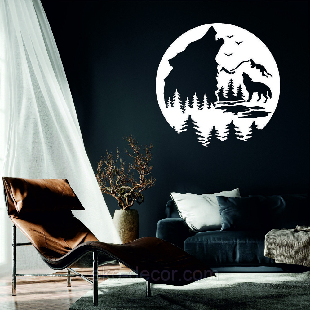 Декоративное настенное Панно «Волк», Декор на стену 50*50 см, Белый Киев - изображение 1