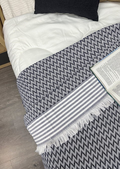Покривало Dakota Fringe ЄВРО 200х230 см колір синій з білим (85-194) Київ - фото 7