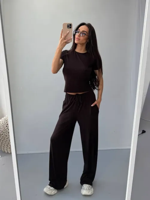 Женский костюм из вискозы с индейкой — базовый комплект футболка + брюки Одесса - изображение 10