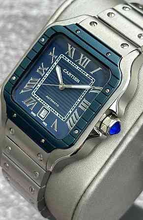 Швейцарський годинник Cartier Santos Silver-Blue Classic. Київ