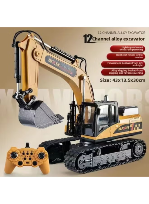 RC екскаватор 12 каналів 2.4GHz 🚜 радіокерований з металевим ковшем, 680° поворот, акумулятор, дитячий будівельний екскаватор Київ - фото 3
