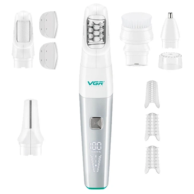 Епілятор акумуляторний 5в1 VGR V-752 IPX5 (тример, тример для носа, пемза, щітка) Зелений Вінниця - фото 4