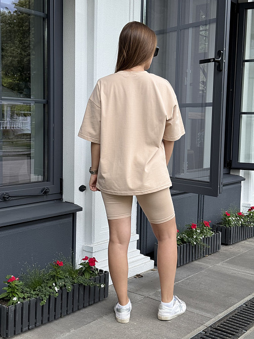 Футболка и велосипедки женские кулир Бежевый XL/2XL Харьков - изображение 4
