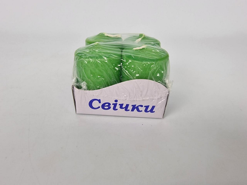 Цветная Цилиндр парафиновая свеча (40/60) ЗЕЛЕНАЯ крашеная  внутри белая (4 шт) Харьков - изображение 2