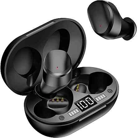 Bluetooth наушники, беспроводные IPX7 5.0 с глубокими басами, мини-цифровой ЖК-дисплей, зарядный футляр, шумоподавление, сенсор Киев