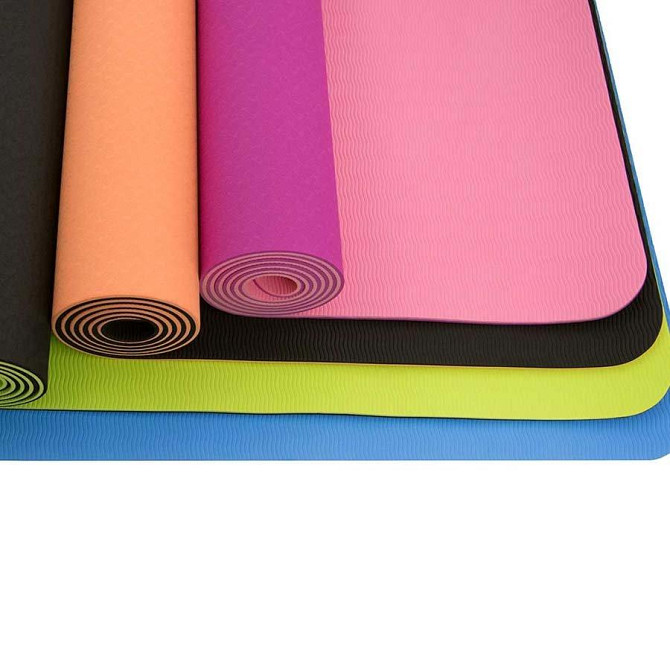 Килимок для фітнесу, йоги TPE Yoga Mat (рр. 183см*61см*6мм) Вишневе - фото 5