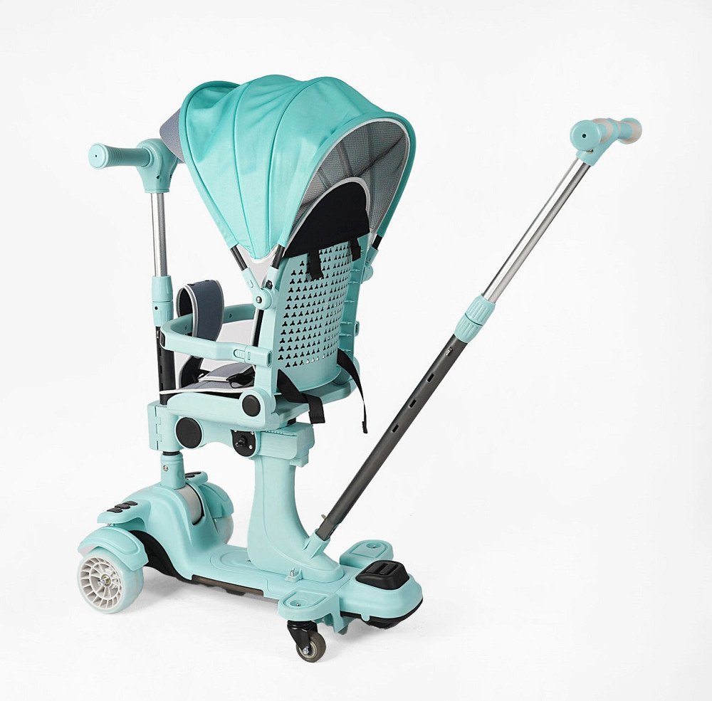 Самокат 5в1 Skyper PU 125х40мм підсвічування платформи з додатковими колесами захисний бампер капюшон Блакитний (BL-94617) Чернігів - фото 4