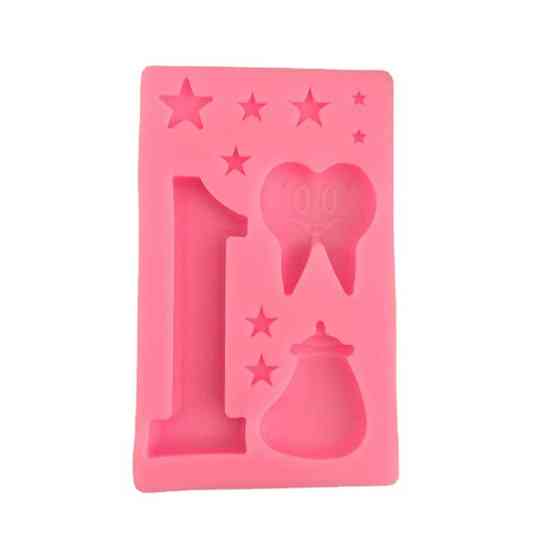 Молд силиконовый Зубик цифра 1 звёздочки 99 на 61 мм розовый Киев