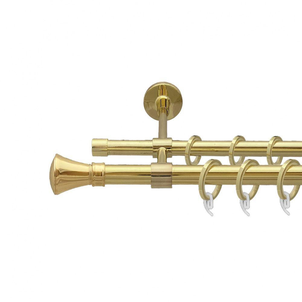 Карниз Orvit Люксор металевий дворядний закритий гладка труба кільце фасонне металеве  Золото 19\16 мм 160 см (00-00009362) Львів - фото 1