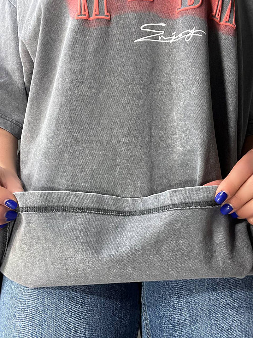 Футболка женская YUJIE YISHANG 160 оверсайз тай-дай большие размеры, серый, one size Киев - изображение 9