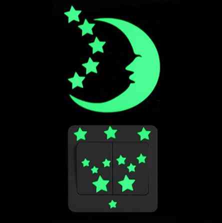 Люминесцентная наклейка Луна со звездами 10 на 10 см салатовый Киев