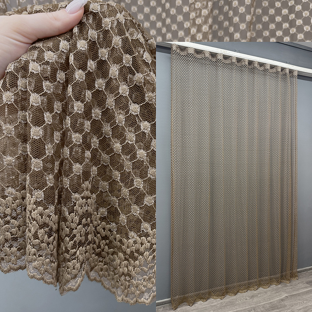 Тюль VR-Textil 1881т Гипюр Коричневый 300х270 см (42-0837) Киев - изображение 1