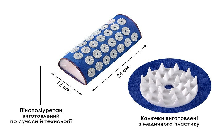 Аплікатор Кузнєцова Валик Масажний серія Eko-Max Малий 24x12x8 см – Масажер для зняття напруги Івано-Франківськ - фото 2