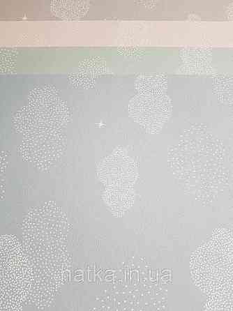 Шпалери флізелінові дитячі Lutece Tartine et Chocolat небо хмари хмари зорі місяць білі на сіро блакитному Київ