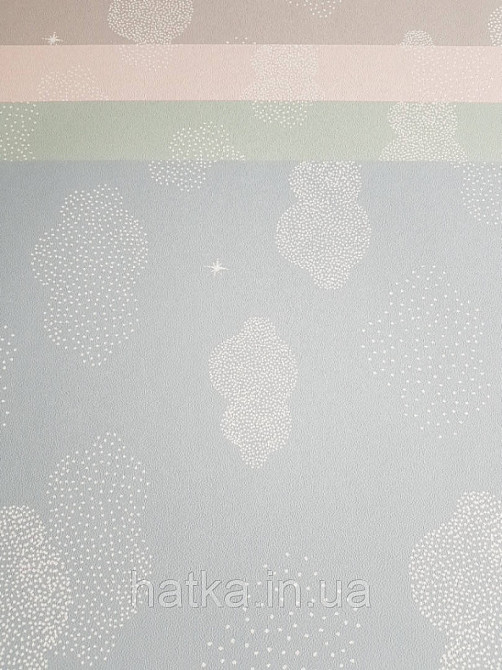 Шпалери флізелінові дитячі Lutece Tartine et Chocolat небо хмари хмари зорі місяць білі на сіро блакитному Київ - фото 2